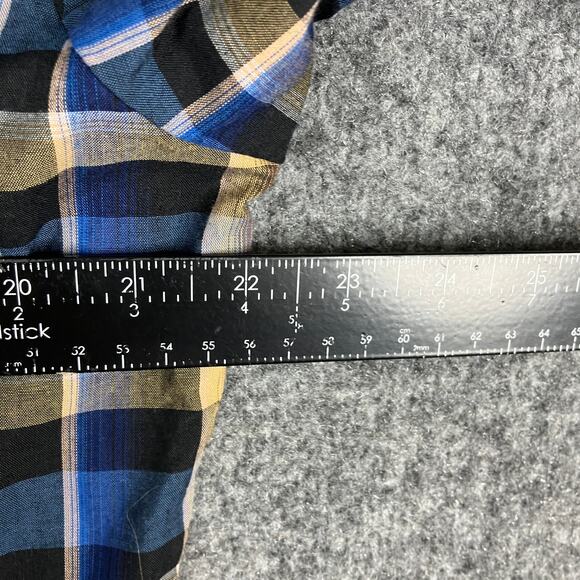 Ely Cattleman Button-Up Shirt Mens M Blue Tan Plaid Western Pearl Snap - Picture 5 of 9
